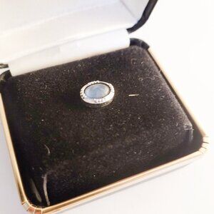 Vintage Swank Blue Crystal Rhinestone Tie Tack with Chain